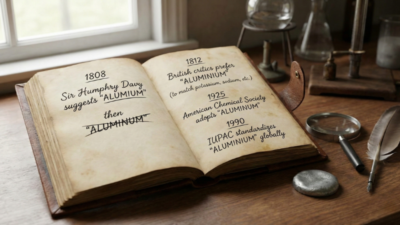 Spelling History of Aluminum and Aluminium