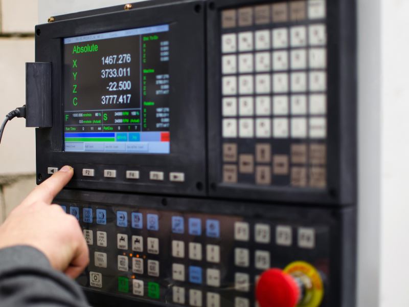 CNC machine control panel in use